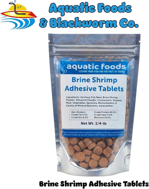 Aquatic Foods Inc. 3/8" 1/2" Community WL1/4-lb x Brine Shrimp Glass Sticking Wafers for All Fish, Tetras, Guppies