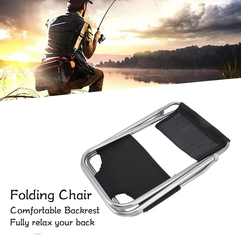 Fdit Mini Folding Chair, Portable Folding Camping Chair Folding Lawn Chair Breathable Fabric Small Backrest Fishing