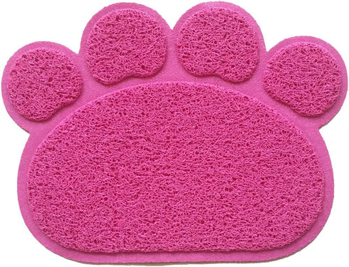 PVC Pet Dog Cat Puppy Kitten Dish Bowl Feeding Placemat, Non-Slip Paw Shape Cat Litter Mat, Rose Small