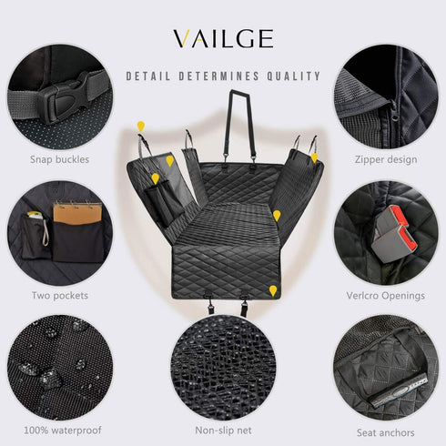 Hammock, 100% Vailge X-Large Dog Car Waterproof with Mesh Window, Scratch Prevent Anti-Slip Car Seat Covers for Back