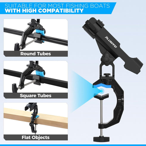PLUSINNO Fishing Rod Holders for Boat - Upgraded Fishing Rod Holder with Enlarge Clamp, Dual-V Design
