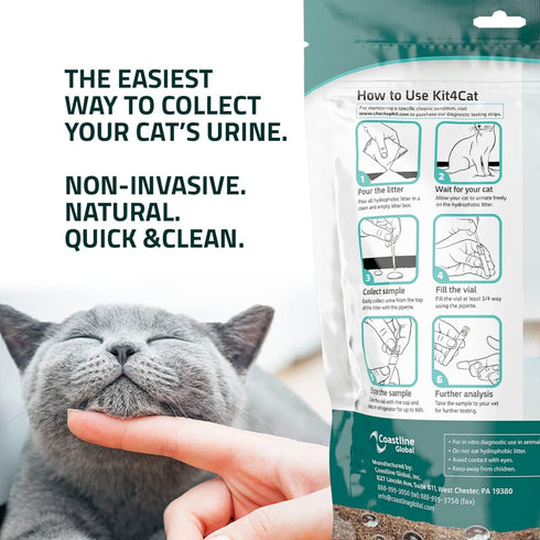 2lb Hydrophobic Cat Litter for Urine Collection, 3 x 11oz Bags - Collect Cat Urine Sample for Test