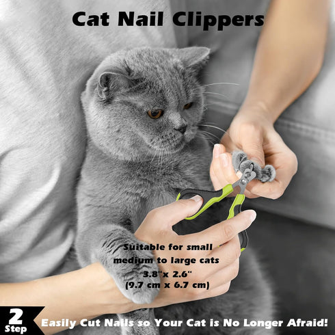 Comotech 3PCS Clipper/Trimmer Cat Grooming Supplies, Cat Brush & Nail & Flea Comb for Shedding Indoor Cats Essentials