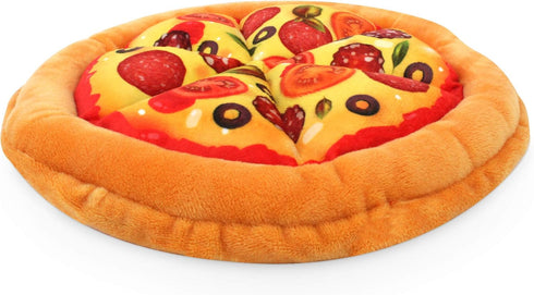 Bow Wow Pet Pizza Dog Toy, Squeaky Plush One Piece Teeth Teasing Toy