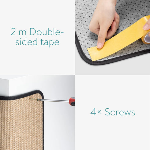 Navaris Sisal Cat Scratcher Mat - 12.6x23.6 Cat Scratch Pad for Wall, Indoor Cats Scratching Protector for Corners
