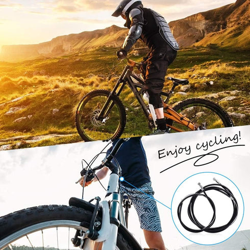 Premium Bike Brake Cable Kit - 1 Pair Front/Rear Brake Cables with Housing for Mountain MTB Bike and Common Bicycles