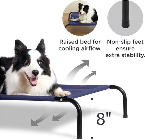 Bedsure Elevated Cooling Cots Bed for Large Dogs, Portable Indoor & Outdoor Hammock with Skid-Resistant Feet, 49 inches