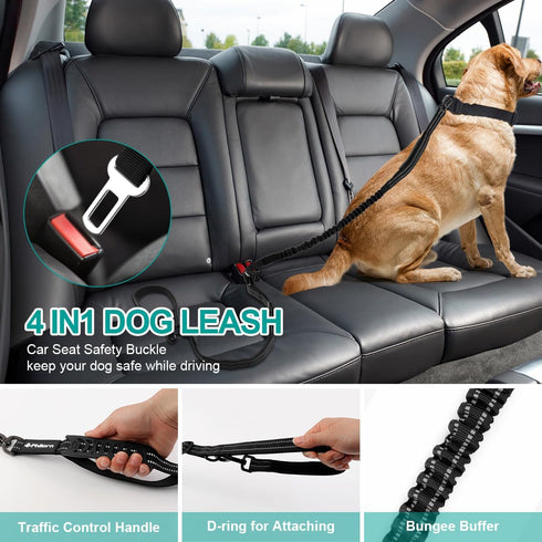 Philorn Heavy Duty Bungee Dog Leash, 6-7FT Tactical Adjustable Leash for Large Dogs with 2 Padded Traffic Handles, Black