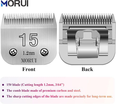 15 Cut Length 3/64"(1.2mm) Detachable Pet Dog Clipper Blades, UltraEdge Series Compatible with Andis & Wahl