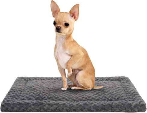 Washable Dog Bed Mat Reversible Crate Pad Soft Fluffy Mattress for Large Medium Small Dogs, 23 x 17 Inch