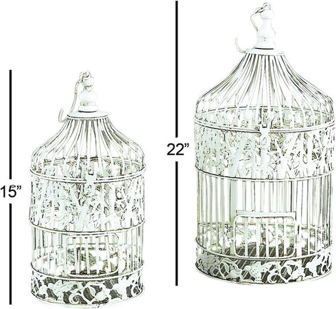 Deco 79 Birdcage, 15", 18"H, White, Model 82677
