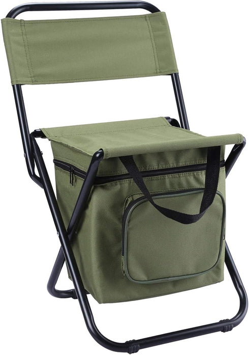 LEADALLWAY Fishing Chair with Cooler Bag Compact Fishing Stool Foldable Small Hunting