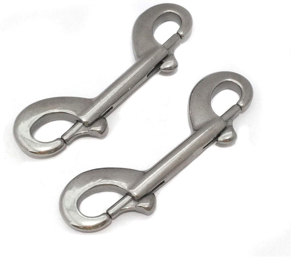 Pair of 316 SS Marine Grade Double Ended Bolt Snap Hook, 4-1/2'' (115MM) for Dog Leash/Pet Feed Bucket (Silver)
