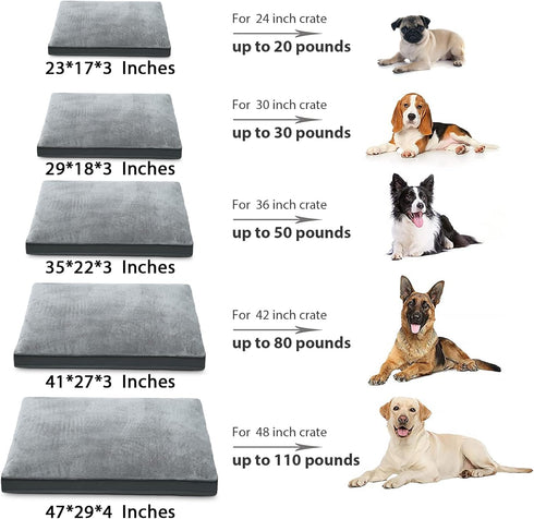 Dog Crate Bed Waterproof Deluxe Plush with Removable Washable Cover, Anti-Slip Bottom, 41 x 27 inch, Gray