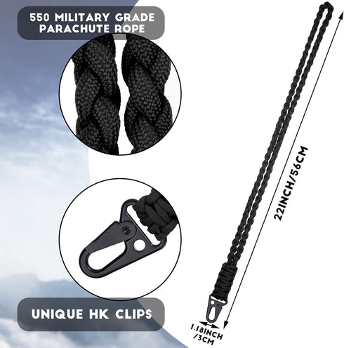 Frienda 2 Set Heavy Duty Paracord Lanyard Necklace Whistles, 550 Keychain for Outdoor Activities