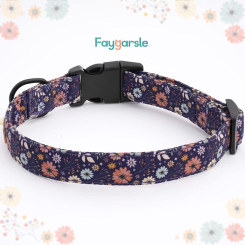 Faygarsle Floral Dog Collar for Girls, Soft Fancy Pet Collar with Flower Design for Small Medium Large Dogs (Purple, M)