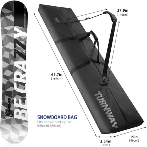 Snowboard Bag | Store & Transport Snowboard Up to 165 cm & Extras | Waterproof - for Men, Women and Youth