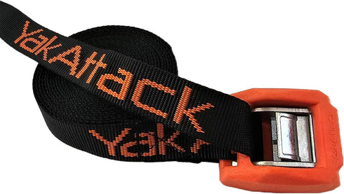 YakAttack Heavy Duty Cam Strap Kayak Tie Down with Protective Rubber Buckle, Black/Orange Fishing Accessories