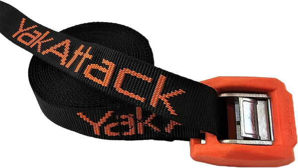YakAttack Heavy Duty Cam Strap Kayak Tie Down with Protective Rubber Buckle, Black/Orange Fishing Accessories