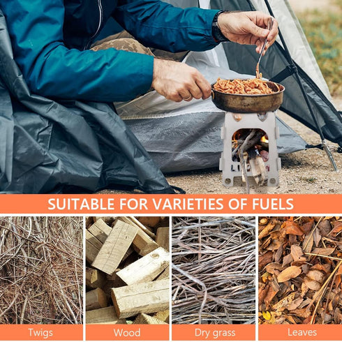 Lixada Portable Wood Burning Camping Stove - Lightweight Folding Titanium Alcohol Stove for Outdoor Camping, Hiking,
