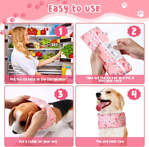 2 Pcs Dog Cooling Bandana Collar, Adjustable Pet Scarf with 10 Recyclable Ice Packs for Medium Dogs and Cats