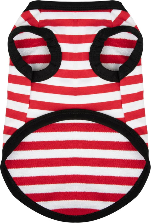 Happy Color Striped Dog Shirt, Cotton Sleeveless Tank Top for Small Medium Dogs, Colorful Pet Apparel, Red XXL