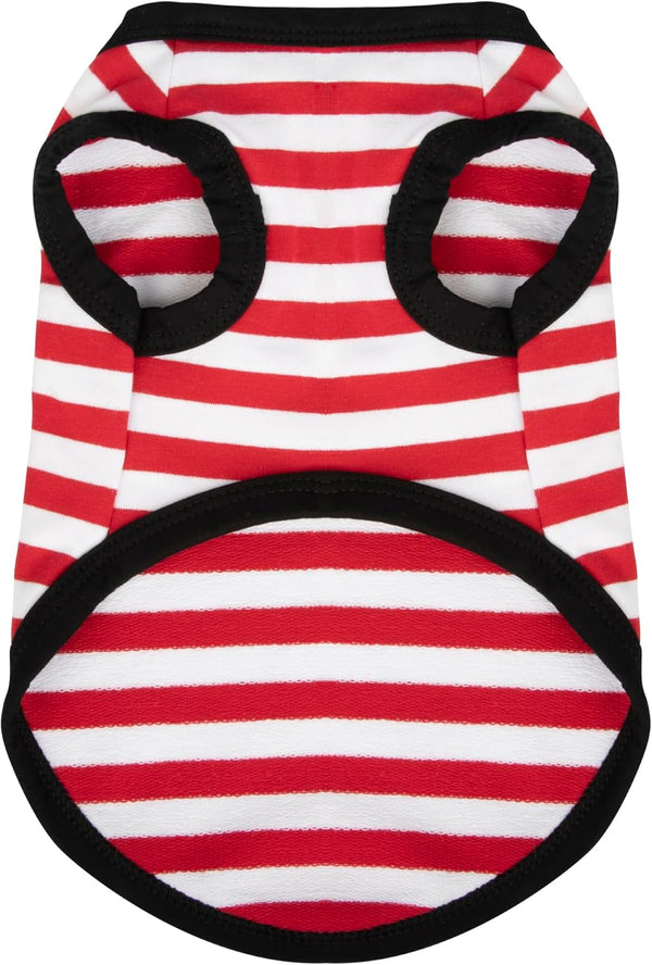 Happy Color Striped Dog Shirt, Cotton Sleeveless Tank Top for Small Medium Dogs, Colorful Pet Apparel, Red XXL