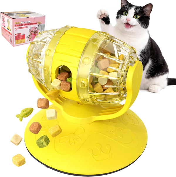 Yomvwavo Cat Treat Feeder, Cat Treat Dispenser Toy for Dry Food, Rotating Barrel