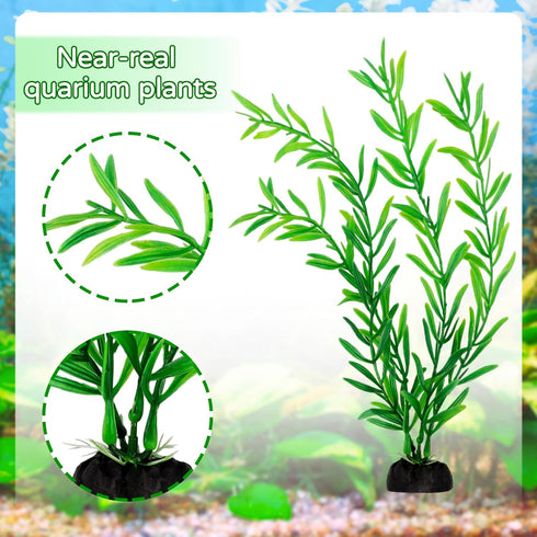 25pcs Green Fish Tank Decor, Aquarium Plants, Artificial Plants, Fish Tank Accessories, Small to Large