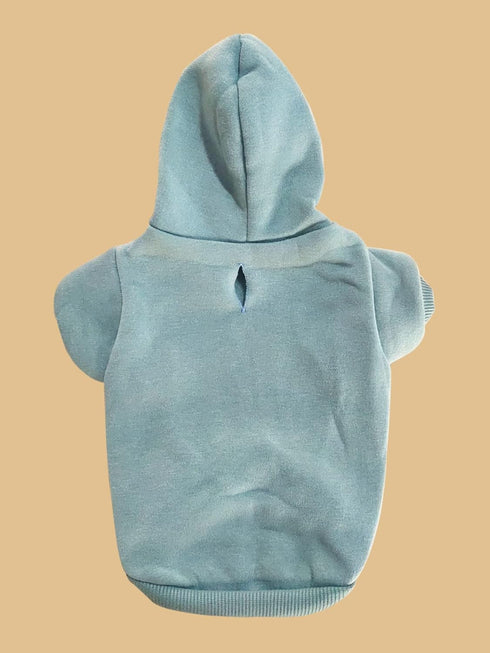 QWINEE Basic Dog Hoodie - Warm Jacket for Dogs, Cat Apparel, Dog Shirt for Small Medium Dogs (Cadet Blue, S)