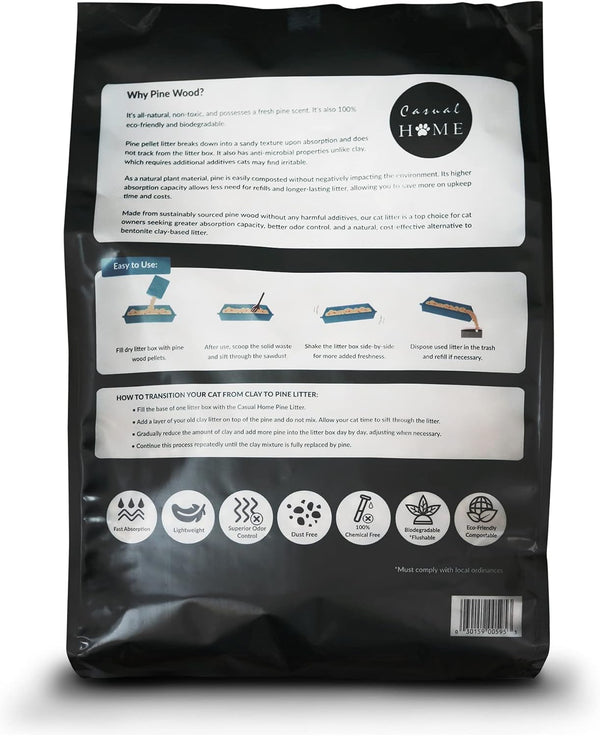 Casual Home 100% Natural Pine Wood Non-Clumping Cat Litter Pellets