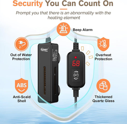 hygger Mini Fish Tank Submersible Heater, 20W for 1-5 Gallons Desktop Betta Aquarium with Digital Display Controller