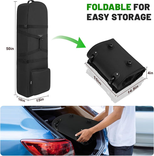 Padded Golf Travel Bags with Wheels, Soft Sided Foldable Covers for Airlines, 900D Heavy Duty Oxford Protection