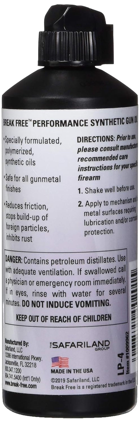 4 oz Break Free LP Lubricant and Preservative Performance Gun Oil, Squeeze Bottle, Synthetic Oil