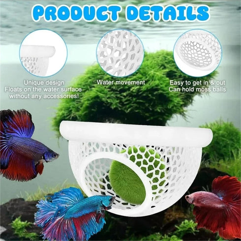 Bingche 4pcs 3-in-1 Hammock Aquarium Floating Cave Fish Shrimp Hideout Shelter Feeding Ring Resting Spot