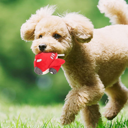 Interactive Plush Airplane Dog Toy - Red