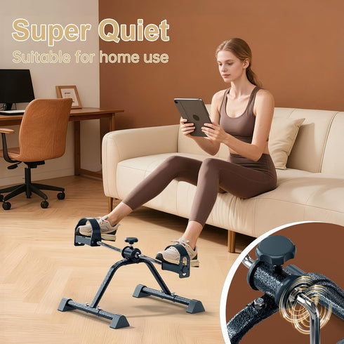 FITKS360 Under Desk Elliptical & Mini Exercise Bike Seated Leg Exerciser & Pedal Machine for Seniors Arm & Leg Workout