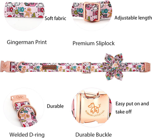 Elegant little tail Dog Collar with Flower, Christmas Dog Collar with Flower Dog Flowers Holiday Pet Collar Puppy Collar Flower Girl Boy Dog Collar for X-Large Dogs