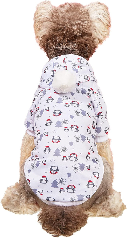 DroolingDog Small Dog Christmas Outfits, Fleece Sweater Puppy Xmas Hoodies with Leash Hole
