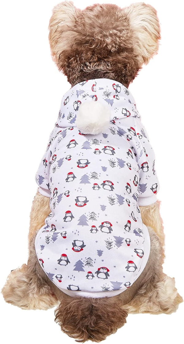 DroolingDog Small Dog Christmas Outfits, Fleece Sweater Puppy Xmas Hoodies with Leash Hole