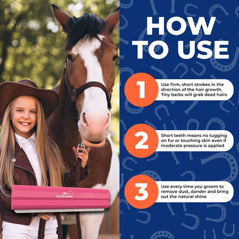 Deshedding Brush for Horses and Large Pets, 8-Inch, Pink, Professional Grooming Tool