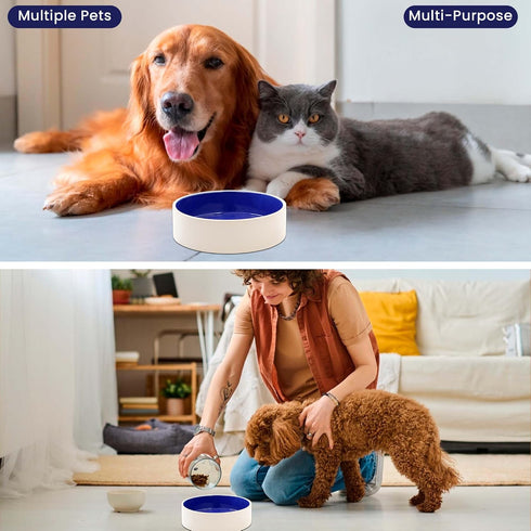 SPOT Ceramic Stoneware Pet Bowl, 9.5in Diameter - Heavy Duty Non-Slip Bowl for Medium and Large Dogs