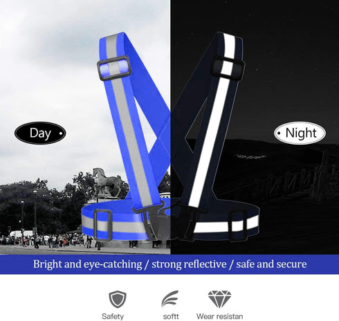 Reflective Vest Running Gear 3 Pack, Adjustable High Visibility Safety Vests with Reflective Belt Straps
