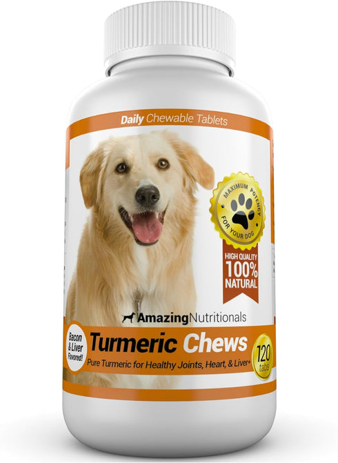 Amazing Nutritionals Amazing Turmeric for Dogs Curcumin Pet Antioxidant, Eliminates Joint Pain Inflammation, 120