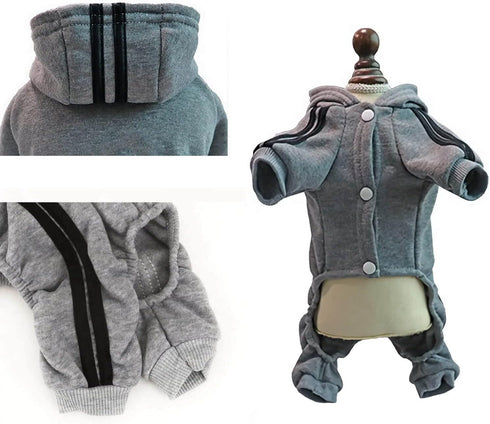 Cute Dog Hoodie Sweater Tracksuit Coat, Winter Pajamas for Small Medium Big Dogs, Grey (3X-Large)