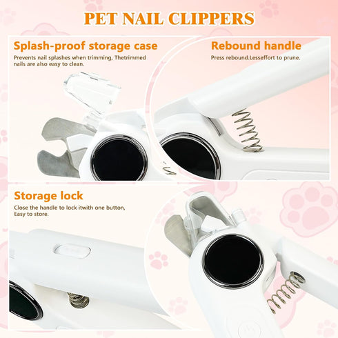 2-in-1 Trimming Dog Nail Clippers with Light & Digital Display Upgraded Pet Nail Grinder, Safety Guard, USB