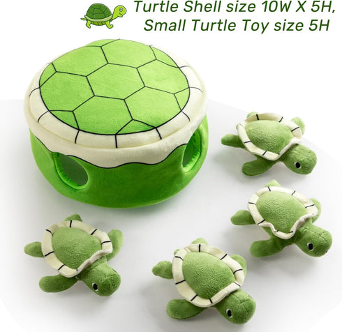 Hollypet Squeaky Dog Toy, Interactive Plush Hide and Seek Toy for Small Medium Dogs, Puppy Teeth Cleaning Turtles