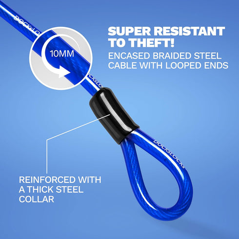 Security Cable Lock Set - 5' to 25' Weatherproof Keyless U-Lock with Combination for Bikes and Equipment