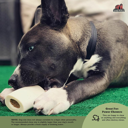 Redbarn Large Filled Dog Bones, Cheese & Bacon Flavor - Long Lasting Stuffed Femur Chew Treat (4 Count)