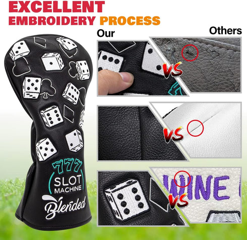 Golf Club Covers, Leather Lucky 777 Blade Putter Headcover, Driver Covers, Fairway Wood, Hybrid Head Cover, 3 Wood